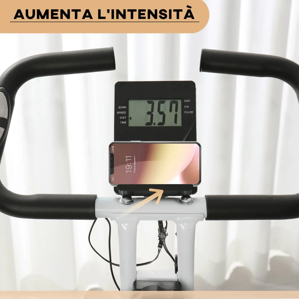 Cyclette Pieghevole Magnetica 8 Livelli Display LCD 97x43x110 cm Nero - Image 9