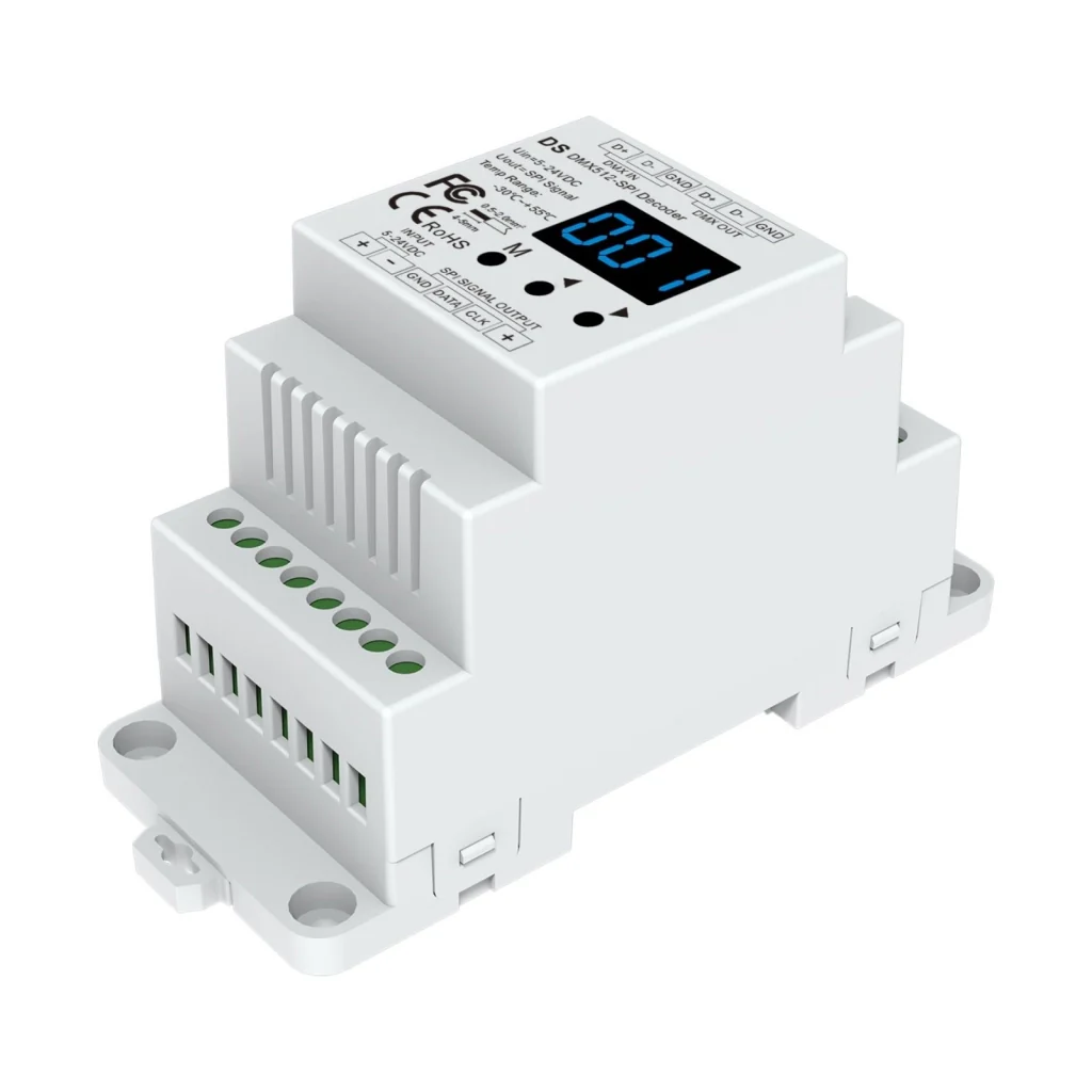 Decoder DMX512-SPI con RF 2.4GHz, 5-24V DC, per Strip LED Digitali RGB/RGBW