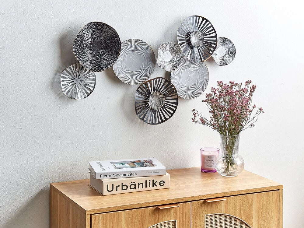 Decorazione da parete moderna da parete in ferro nero e grigio fatta a mano 78 x 49 cm accessorio industriale moderno - Image 4