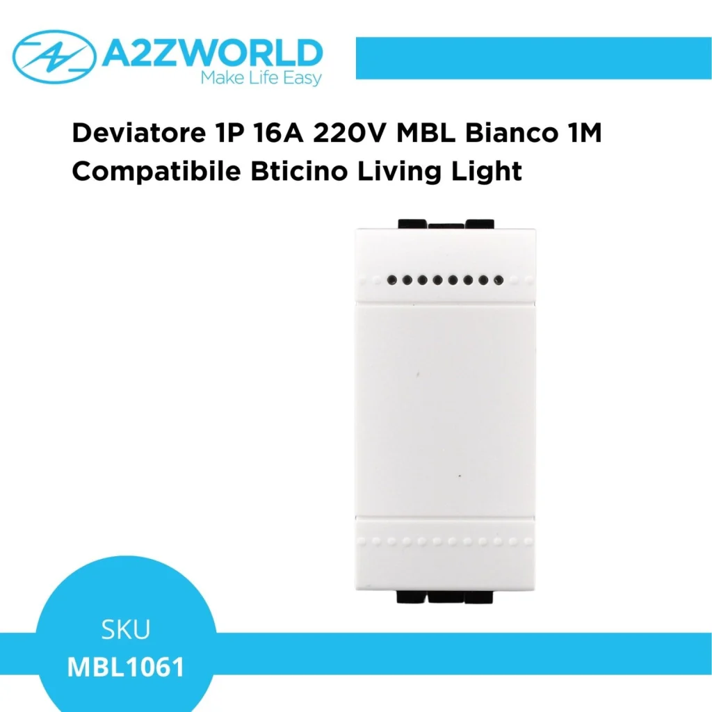 Deviatore 1P 16A 220V MBL Bianco 1M Compatibile Bticino Living Light BLB0801 - Image 3