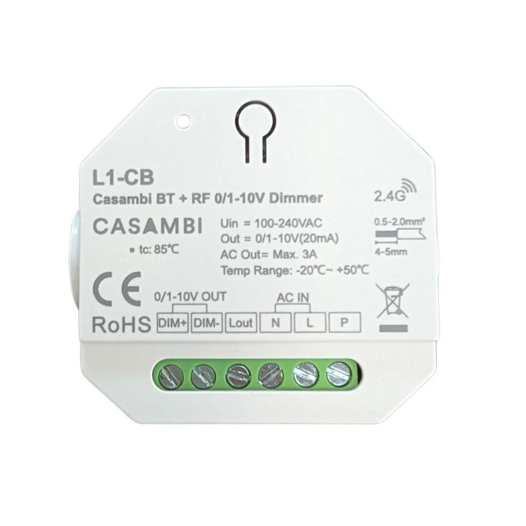 Dimmer 0-10V Casambi Bluetooth RF, 1 Canale, con Relè AC Integrato - Image 3