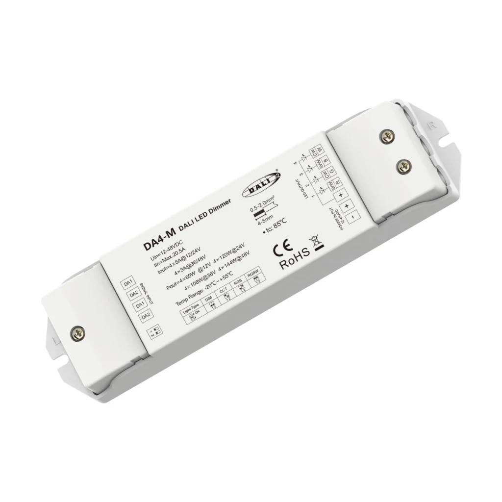 Dimmer DALI 4 Canali, 4X5A@12V/24V, 4X3A@36V/48V, Dimmerabile Con Pulsante NO, Push Dim, DALI-2, PWM, 1 Indirizzo, DT6 DT8 per Strisce LED Monocolore CCT RGB RGBW - Image 3