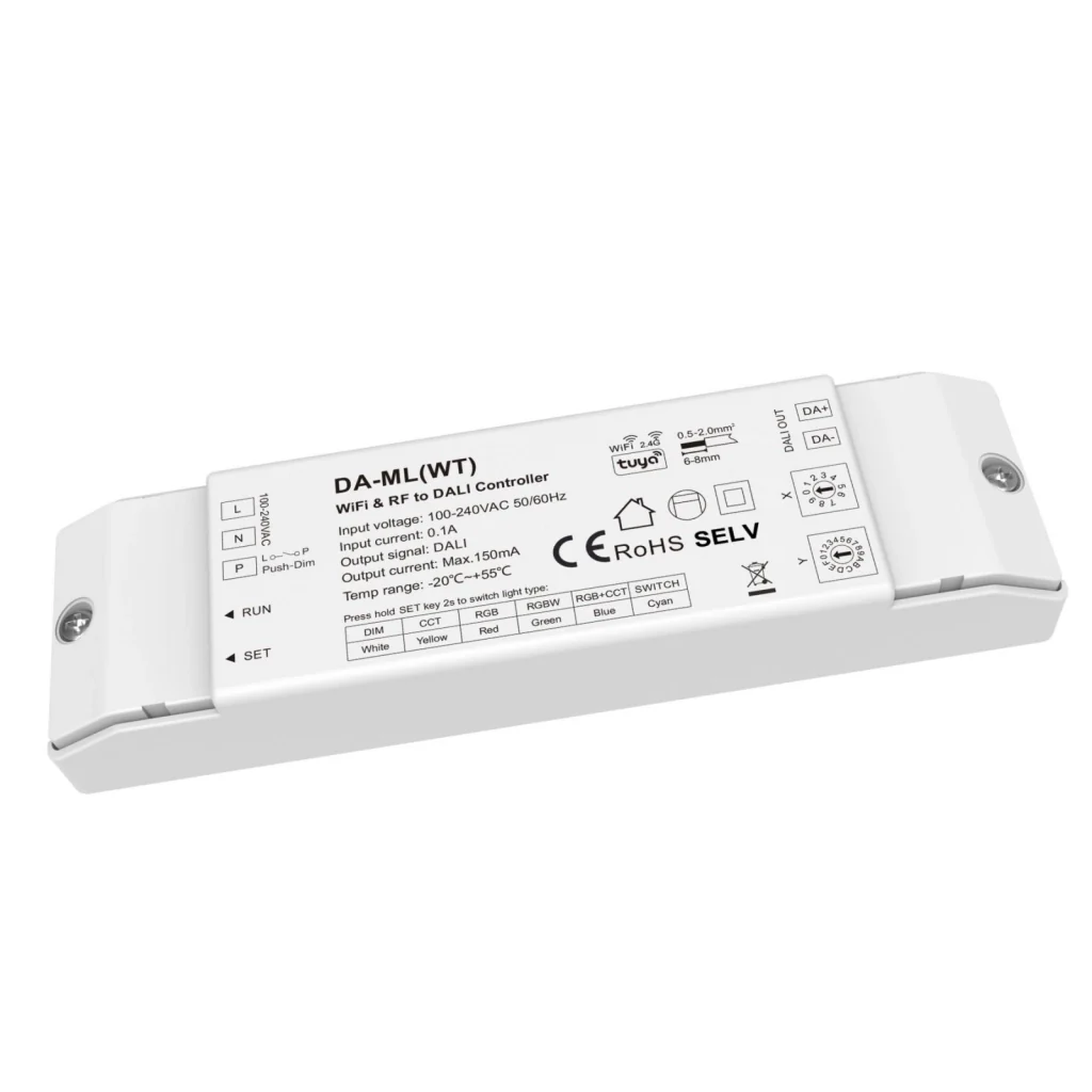 Dimmer DALI WiFi + RF 2.4GHz, Controller per DIM CCT RGB RGBW RGB+CCT, App Tuya Smart Life, Push Dim, 1 Indirizzo, Uscita 16VDC Max 150mA, Input AC220V - Image 3