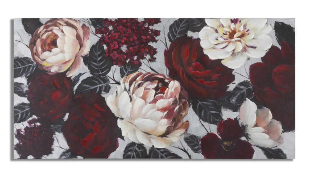DIPINTO SU TELA WHITE/RED FLOWER LIGHTBACK 150X3,8X76