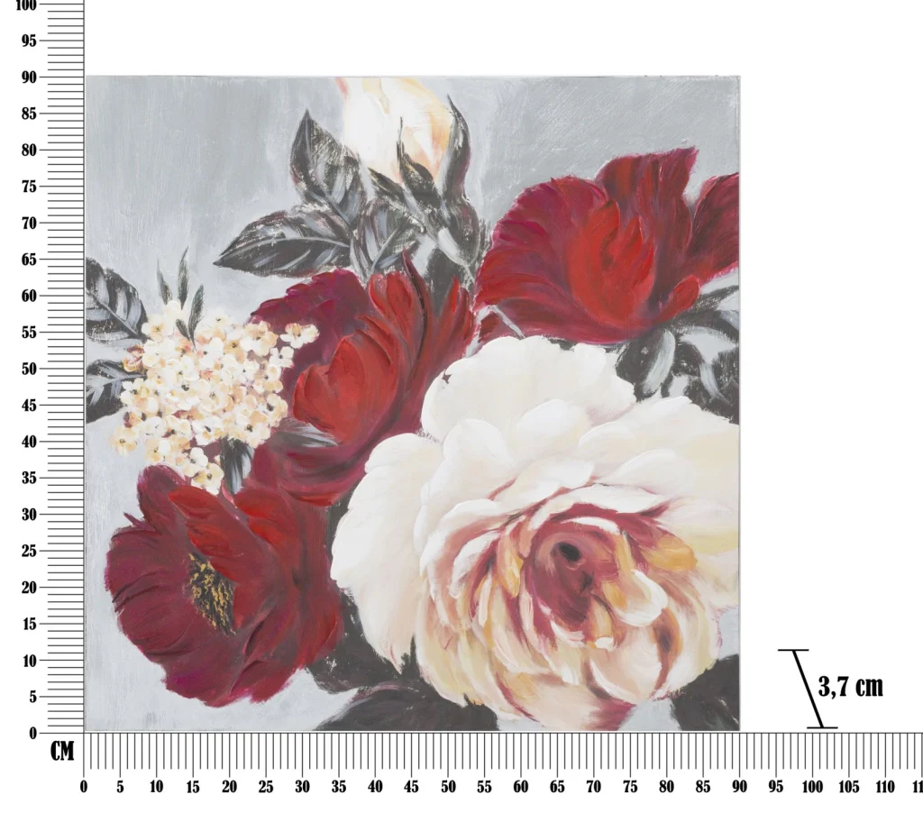 DIPINTO SU TELA RED FLOWER SQUARE CM 90X3,7X90 - Image 6