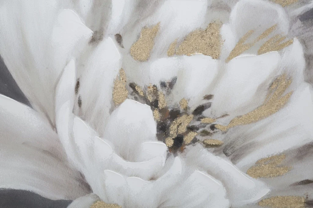 DIPINTO SU TELA WHITE/GOLD FLOWER CM  80X3,7X100 - Image 3