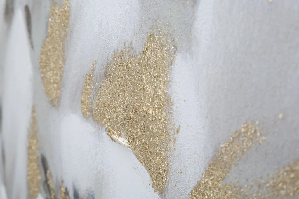 DIPINTO SU TELA WHITE/GOLD FLOWER CM  80X3,7X100 - Image 4