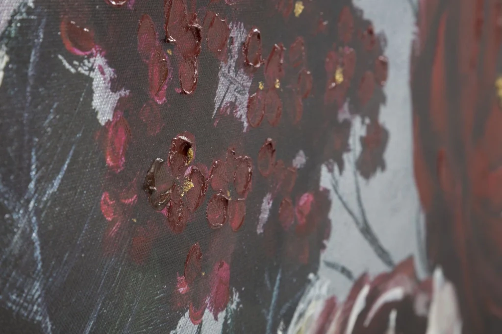 DIPINTO SU TELA WHITE/RED FLOWER DARKBACK CM  120X3,7X60 - Image 4
