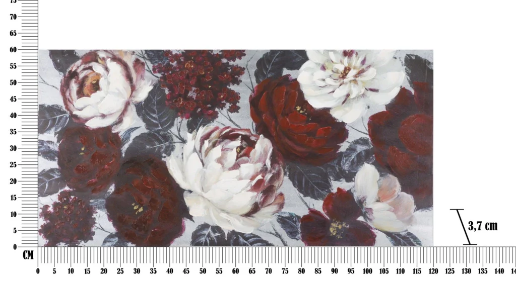DIPINTO SU TELA WHITE/RED FLOWER DARKBACK CM  120X3,7X60 - Image 6