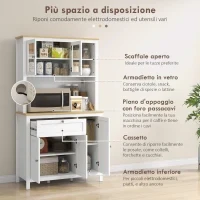 Dispensa Cucina con Cassetti, Ripiani Aperti e Scaffali Regolabili in Legno, 100x40x180 cm, Bianco - Image 5
