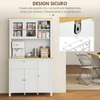 Dispensa Cucina con Cassetti, Ripiani Aperti e Scaffali Regolabili in Legno, 100x40x180 cm, Bianco - Image 8