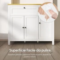 Dispensa Cucina con Cassetti, Ripiani Aperti e Scaffali Regolabili in Legno, 100x40x180 cm, Bianco - Image 9