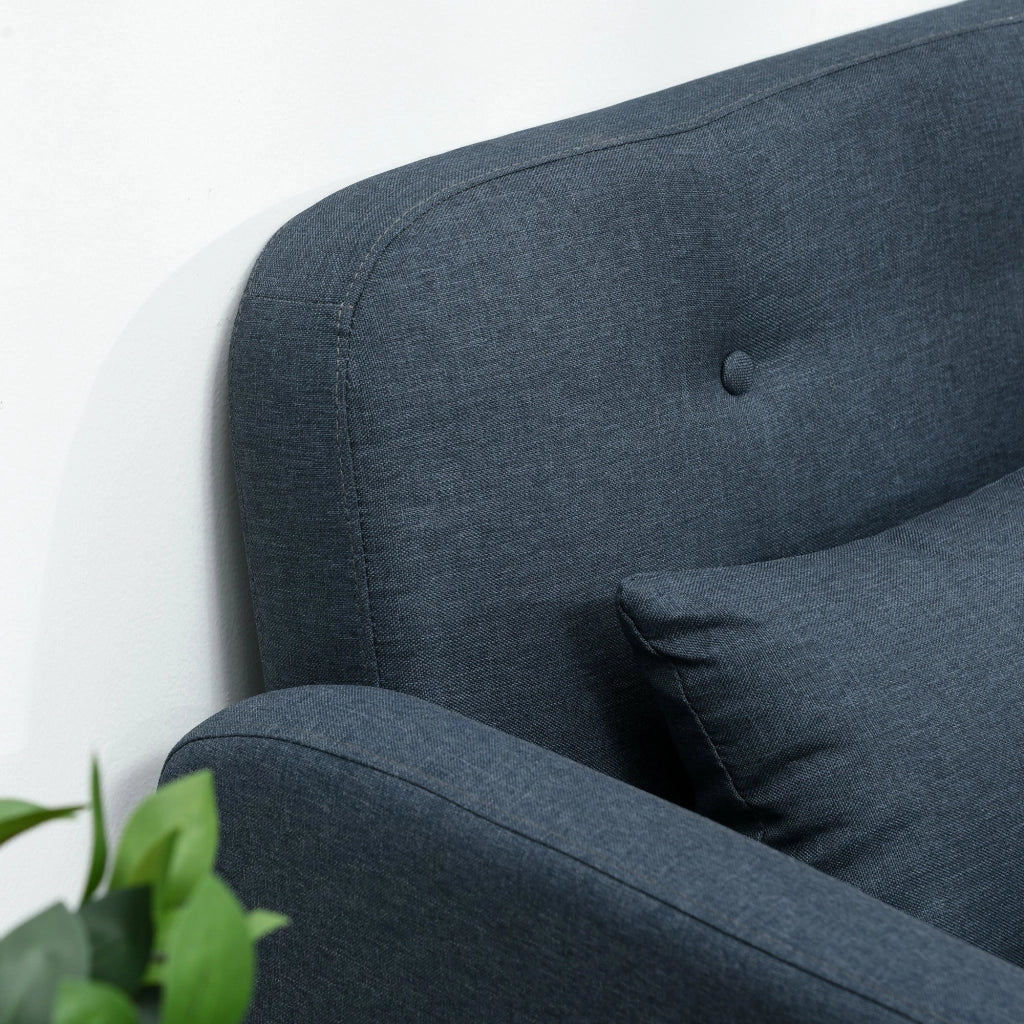 Divano 2 Posti 135x74x82 cm in Tessuto Blu Scuro - Image 7