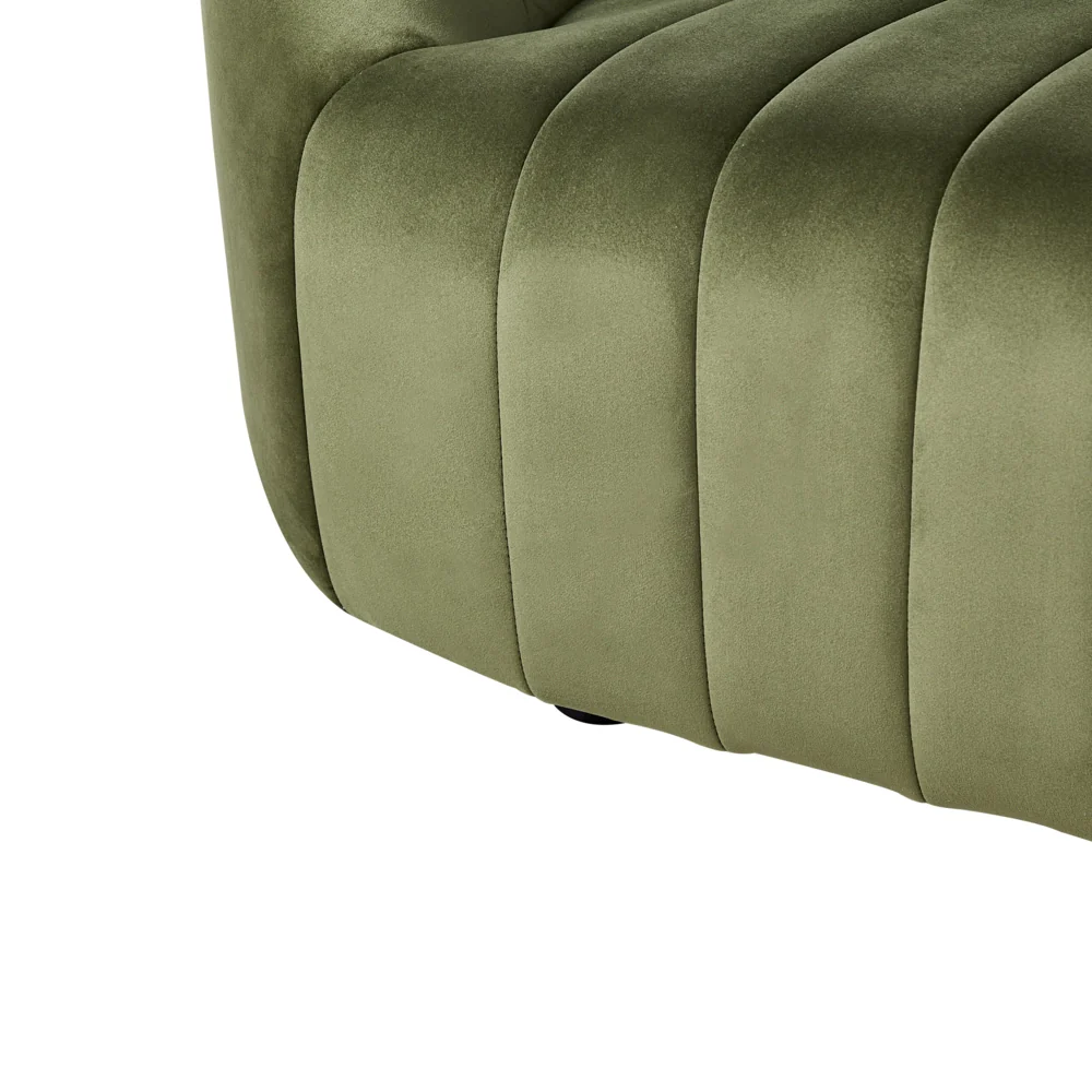 Divano 2 posti in velluto verde scuro Design contemporaneo e retrò Seduta imbottita e schienale basso - Image 7