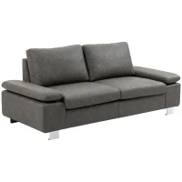 Divano 3 Posti Reclinabile e Imbottito con Braccioli Regolabili, in PU, Legno e Metallo, 200x88x86 cm, Grigio - Image 10