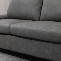Divano 3 Posti Reclinabile e Imbottito con Braccioli Regolabili, in PU, Legno e Metallo, 200x88x86 cm, Grigio - Image 8