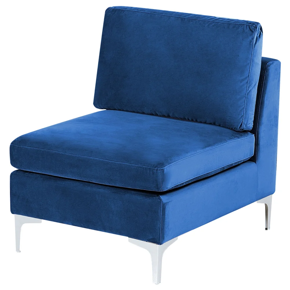 Divano ad angolo componibile versione sinistra a 4 posti in velluto blu marino con gambe in metallo argento stile glamour - Image 7