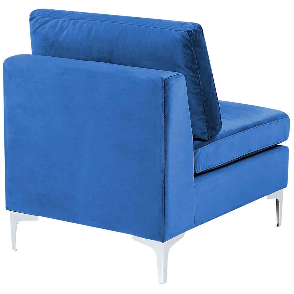 Divano ad angolo componibile versione sinistra a 4 posti in velluto blu marino con gambe in metallo argento stile glamour - Image 8
