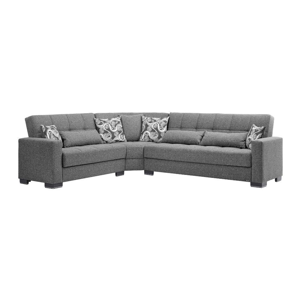 Divano angolare reversibile Fermina Wedge con doppio letto e doppio contenitore in Crown 18 grigio - Image 2