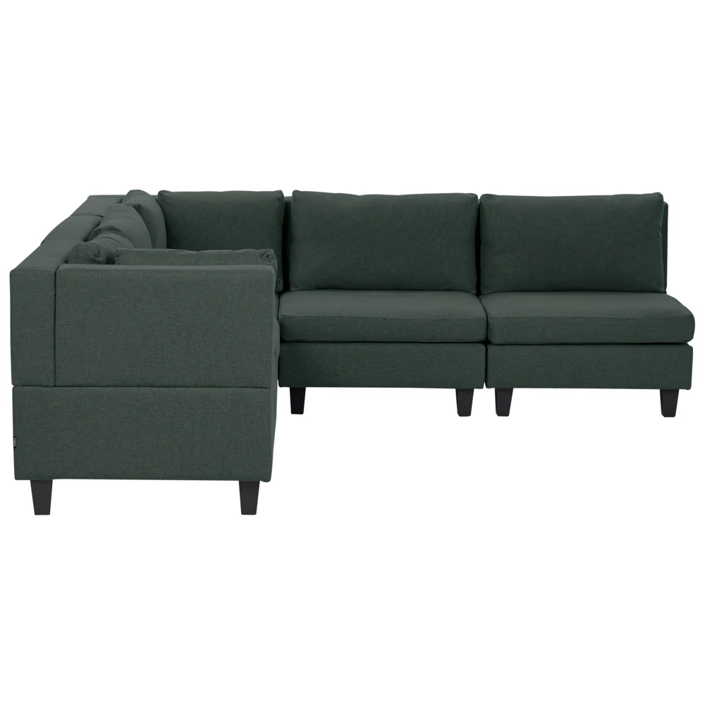 Divano componibile a 5 posti imbottito in tessuto marrone gambe nere lato destro stile moderno - Image 2