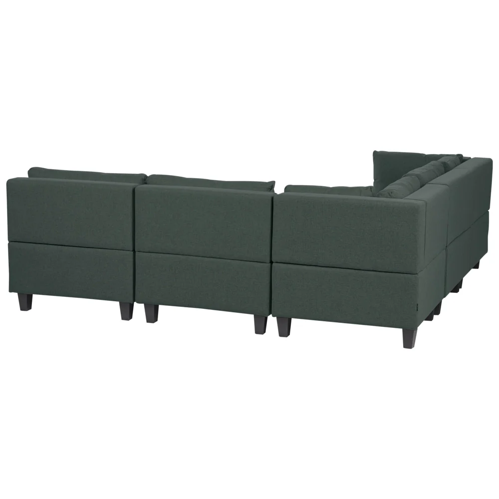 Divano componibile a 5 posti imbottito in tessuto marrone gambe nere lato destro stile moderno - Image 3