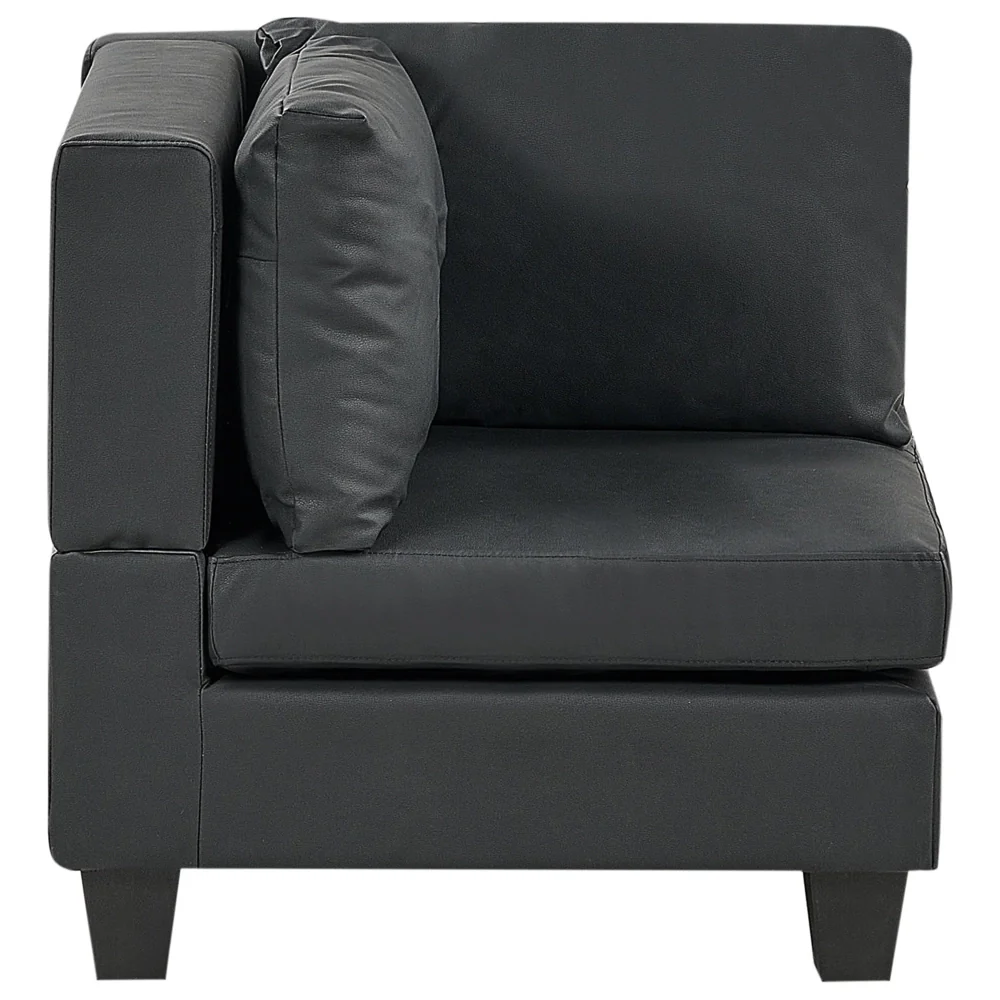 Divano componibile a 5 posti imbottito in tessuto nero gambe nere lato sinistro stile moderno - Image 6
