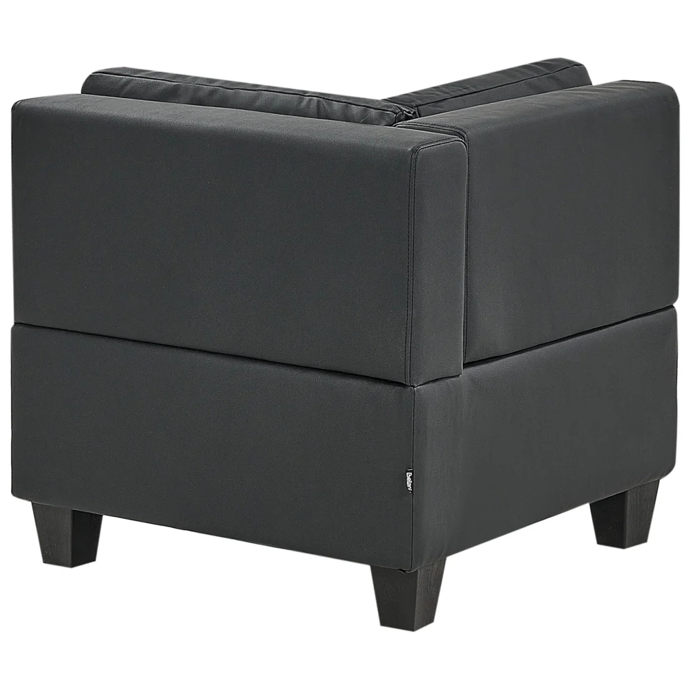 Divano componibile a 5 posti imbottito in tessuto nero gambe nere lato sinistro stile moderno - Image 7