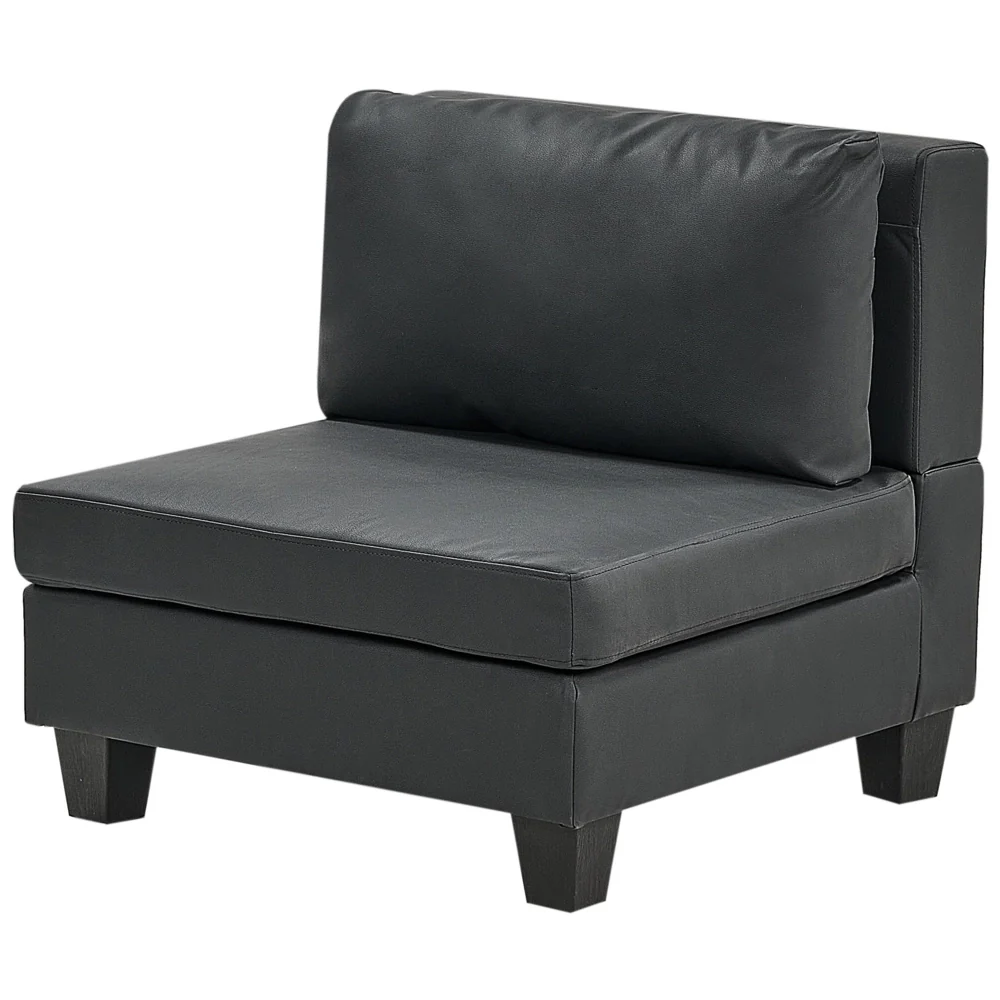 Divano componibile a 5 posti imbottito in tessuto nero gambe nere lato sinistro stile moderno - Image 8