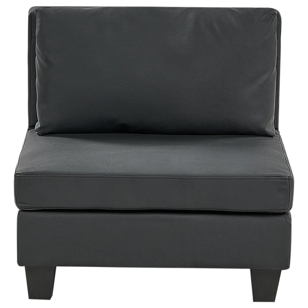 Divano componibile a 5 posti imbottito in tessuto nero gambe nere lato sinistro stile moderno - Image 9