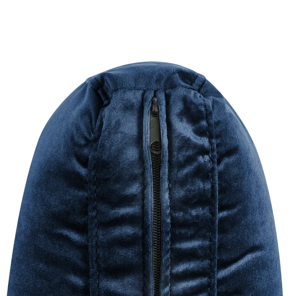 Divano componibile ad angolo versione destra in velluto blu marino 4 posti a forma di L con gambe in metallo argento stile glamour - Image 10