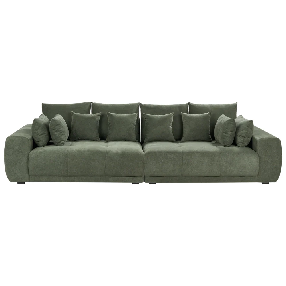 Divano con 8 cuscini verde scuro con rivestimento in ciniglia 4 posti cuscino schienale