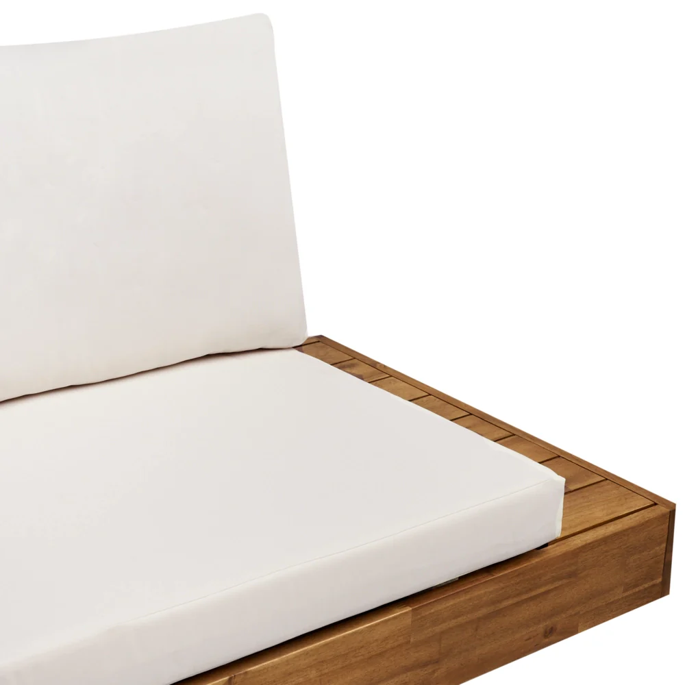 Divano da giardino in legno chiaro certificato Acacia per esterni a 2 posti con cuscini Design moderno e mediterraneo - Image 6