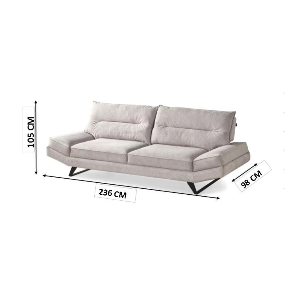 Divano Lena 3 posti con schienali basculanti in tessuto microfibra Caddy 620 tortora - Image 6