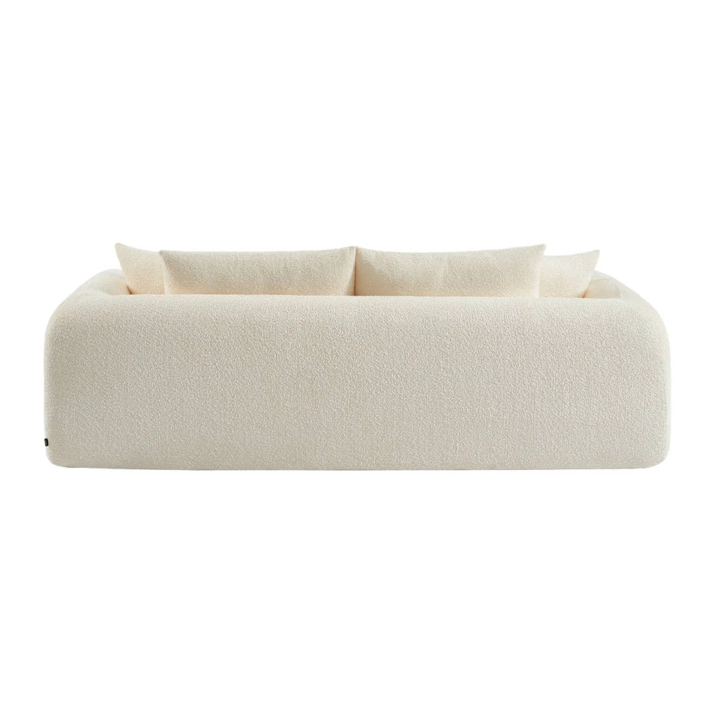 Divano letto in bouclé testurizzato, 3 posti, bianco sporco - Image 7