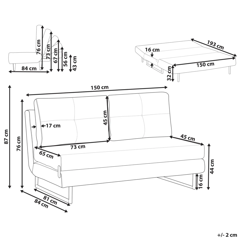 Divano letto a 3 posti Boucle bianco sporco per divano 3 persone Funzione letto pieghevole - Image 3