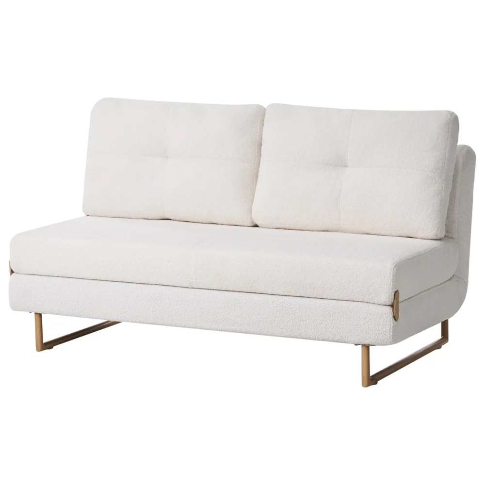 Divano letto a 3 posti Boucle bianco sporco per divano 3 persone Funzione letto pieghevole - Image 4