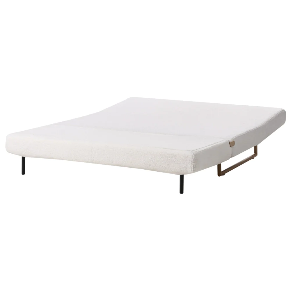 Divano letto a 3 posti Boucle bianco sporco per divano 3 persone Funzione letto pieghevole - Image 5