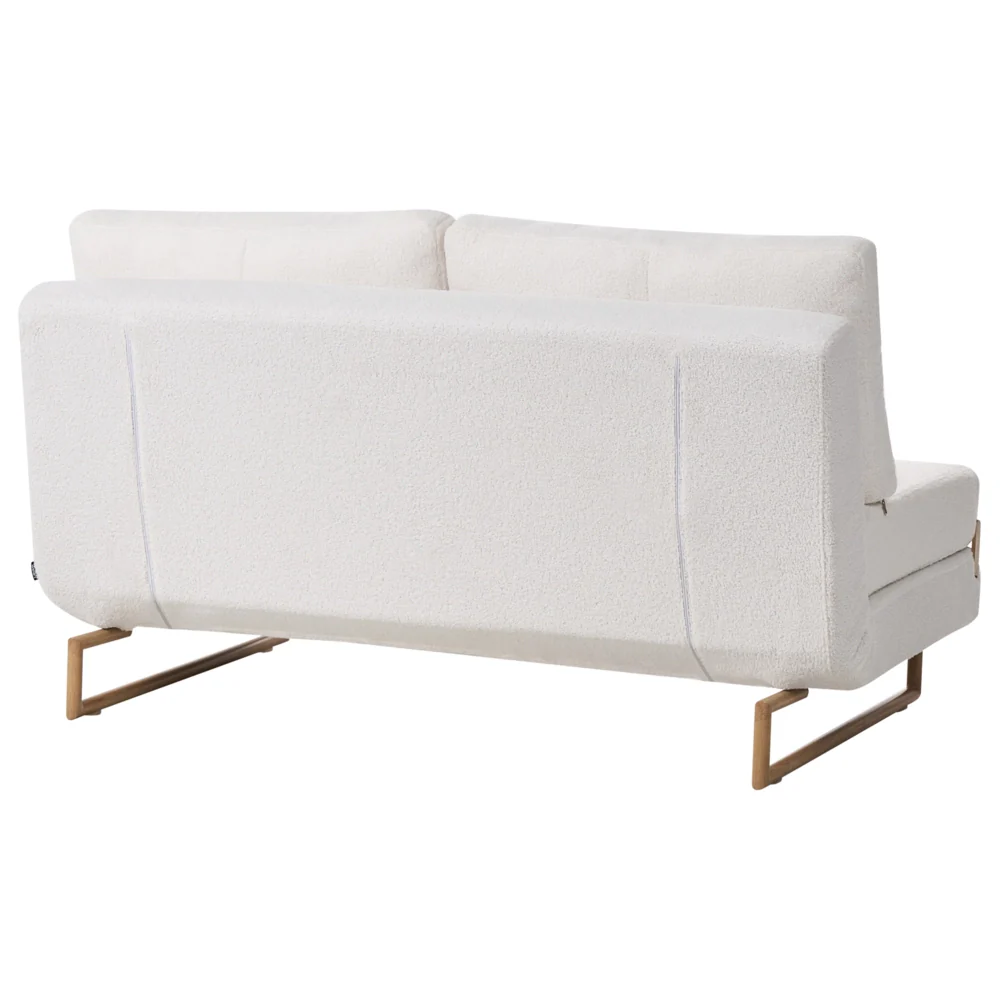 Divano letto a 3 posti Boucle bianco sporco per divano 3 persone Funzione letto pieghevole - Image 6