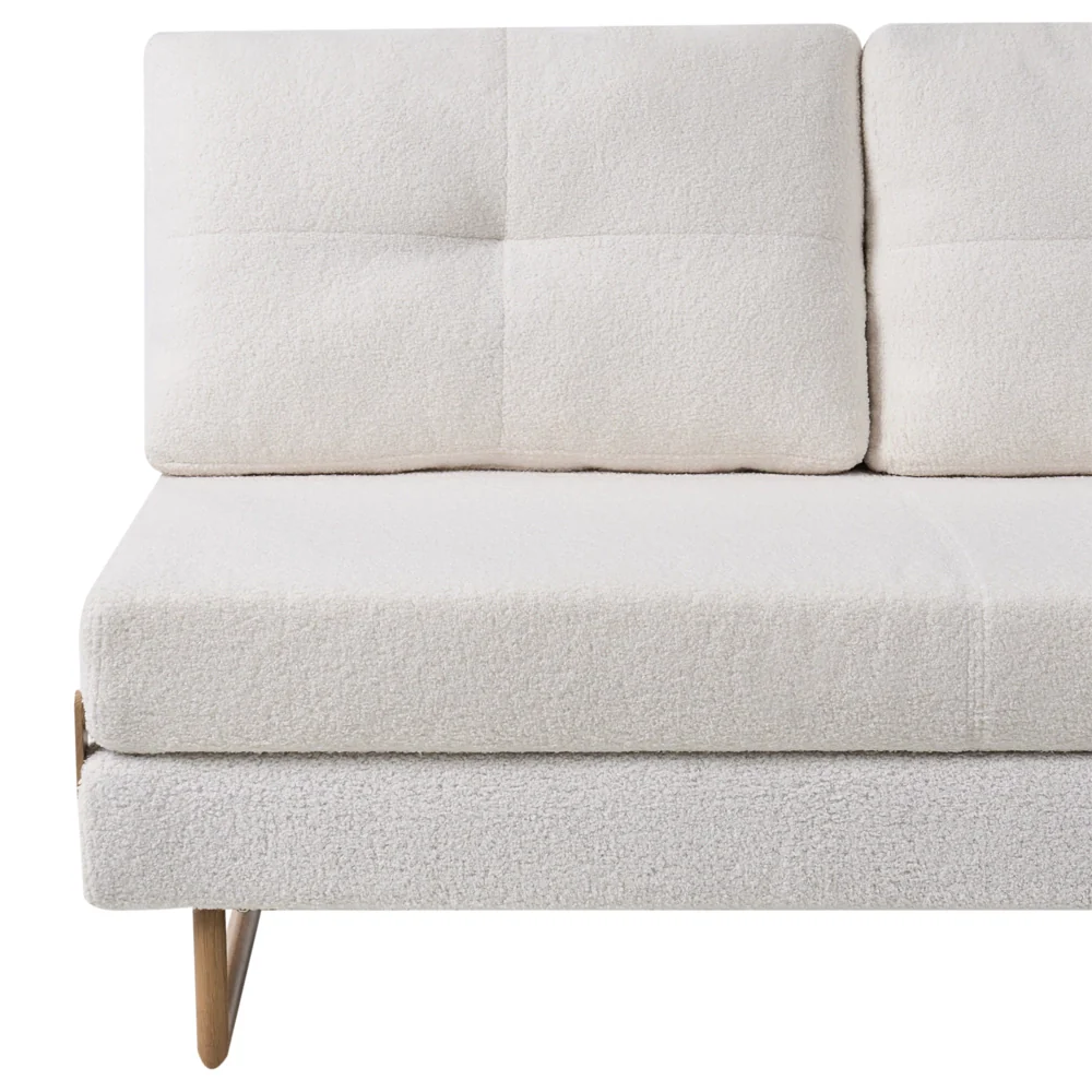 Divano letto a 3 posti Boucle bianco sporco per divano 3 persone Funzione letto pieghevole - Image 7