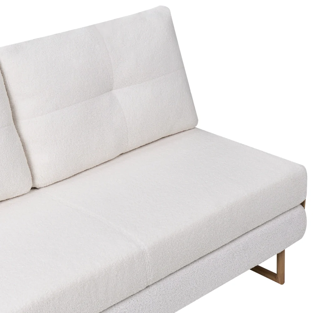 Divano letto a 3 posti Boucle bianco sporco per divano 3 persone Funzione letto pieghevole - Image 8
