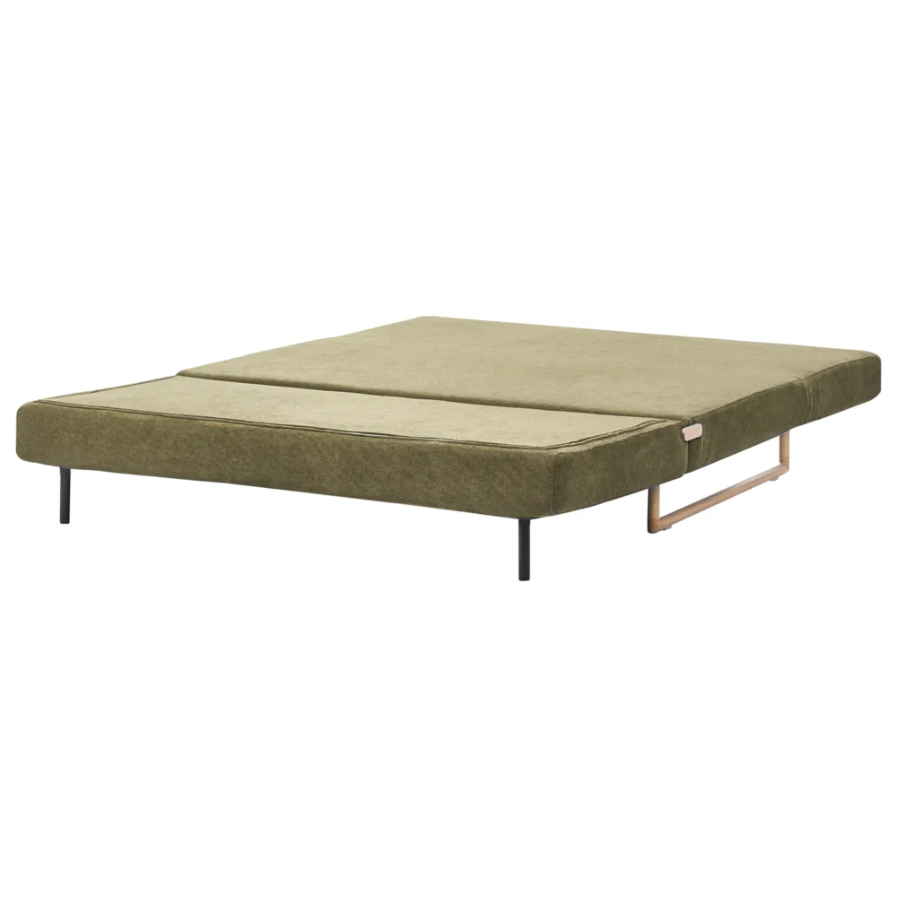 Divano letto a 3 posti Tessuto verde per divano 3 persone Funzione letto pieghevole - Image 4