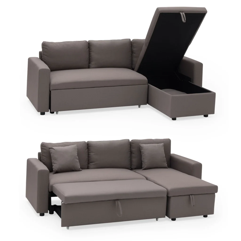 Divano letto angolare a 3 posti CLARK in taupe - Image 3