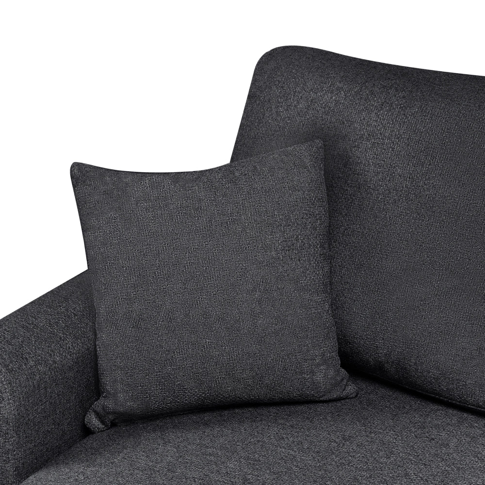 Divano letto angolare con contenitore lato destro nero rivestimento in poliestere effetto lino contenitore cuscini design moderno - Image 7