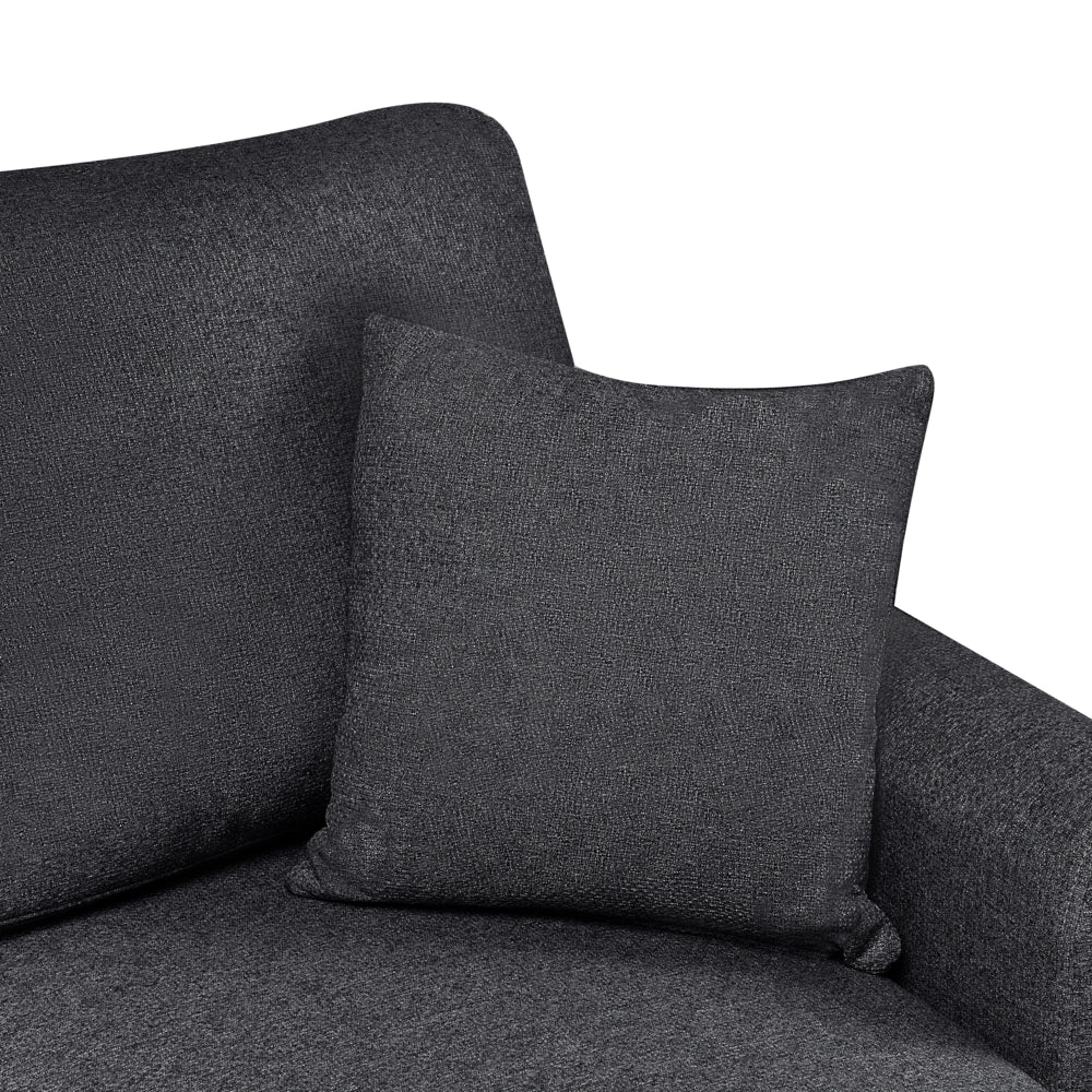Divano letto angolare con contenitore lato sinistro nero rivestimento in poliestere effetto lino contenitore cuscini design moderno - Image 7