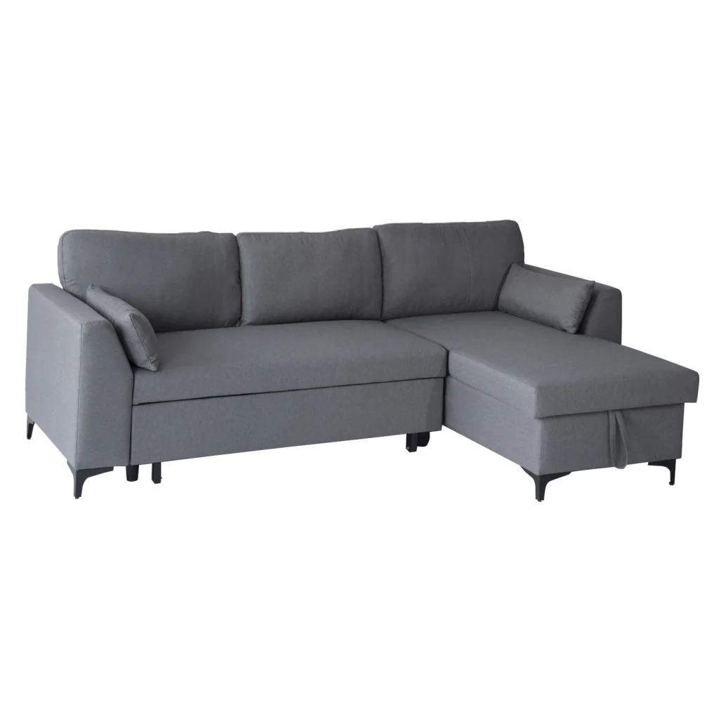 Divano letto angolare LOGAN 3 posti grigio