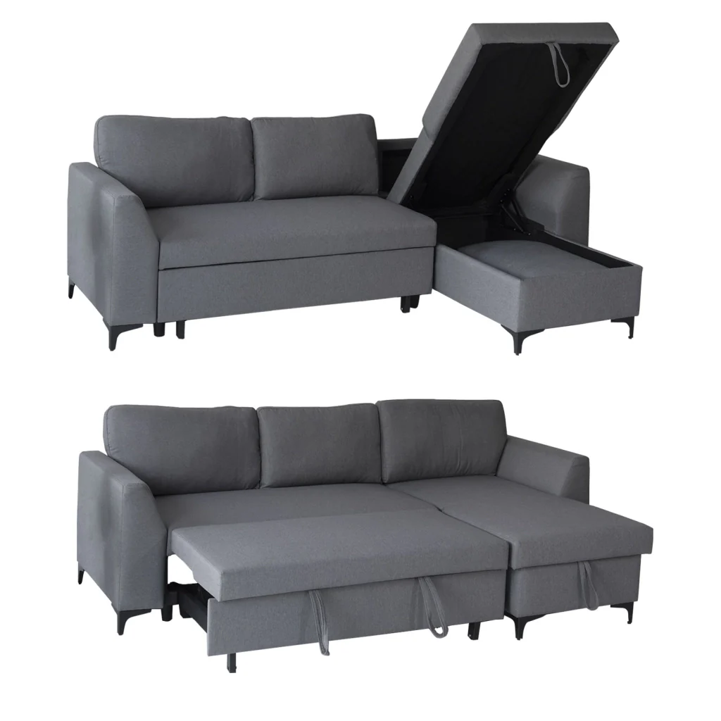 Divano letto angolare LOGAN 3 posti grigio - Image 3
