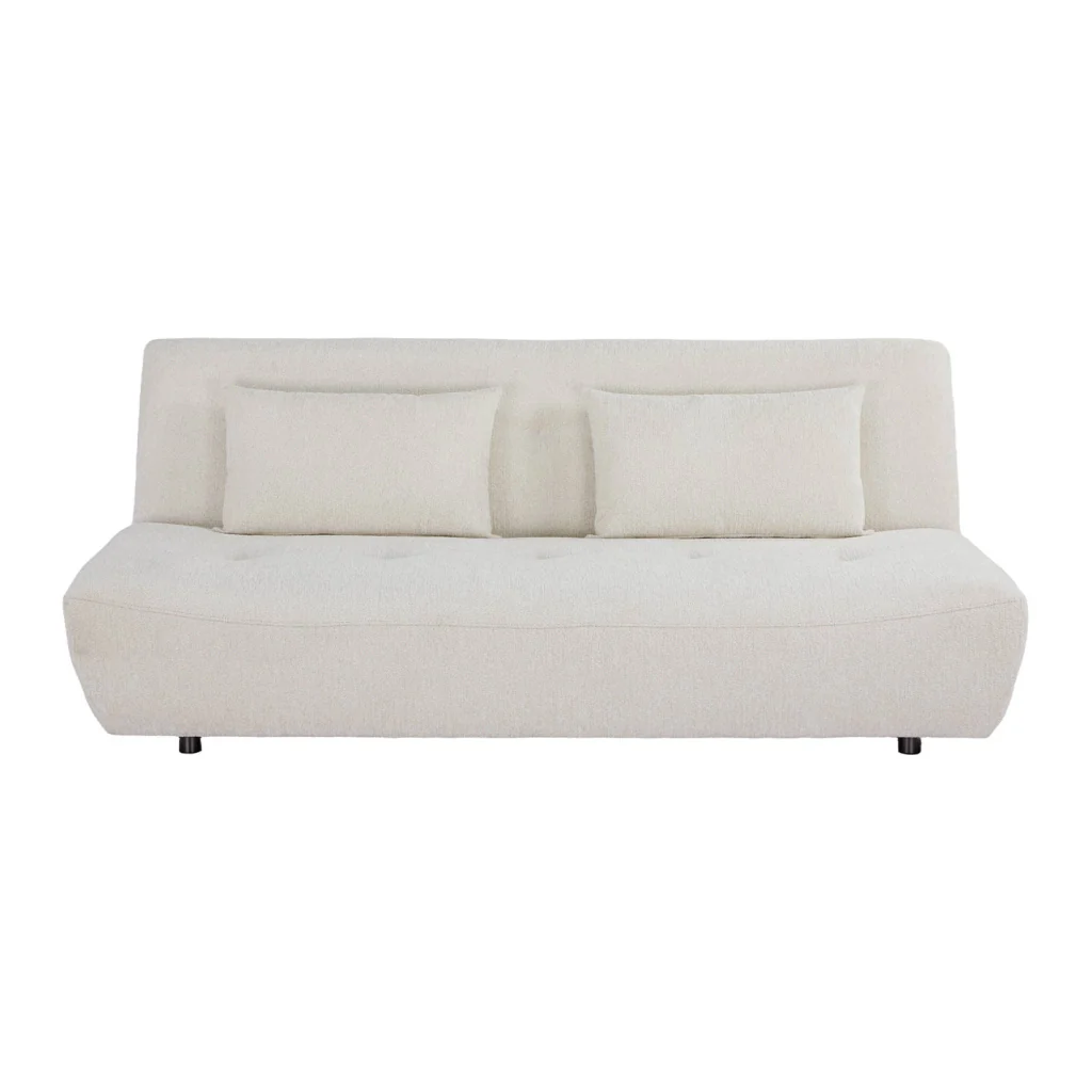 Divano letto convertibile in tessuto ciniglia, 3 posti, bianco - Image 5
