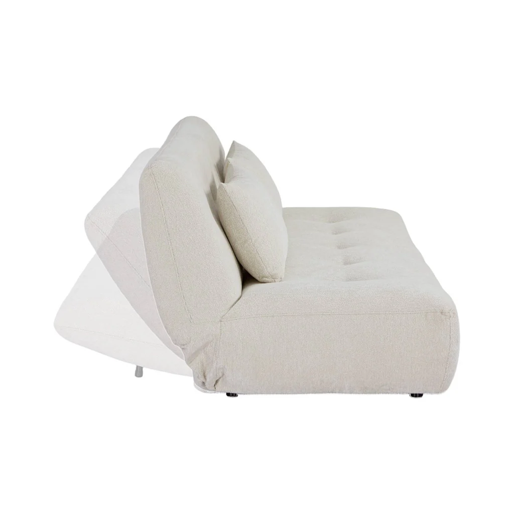 Divano letto convertibile in tessuto ciniglia, 3 posti, bianco - Image 6