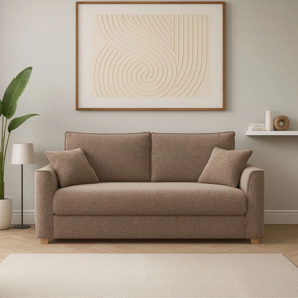 Divano letto Cosy con contenitore in Barrel 19 taupe
