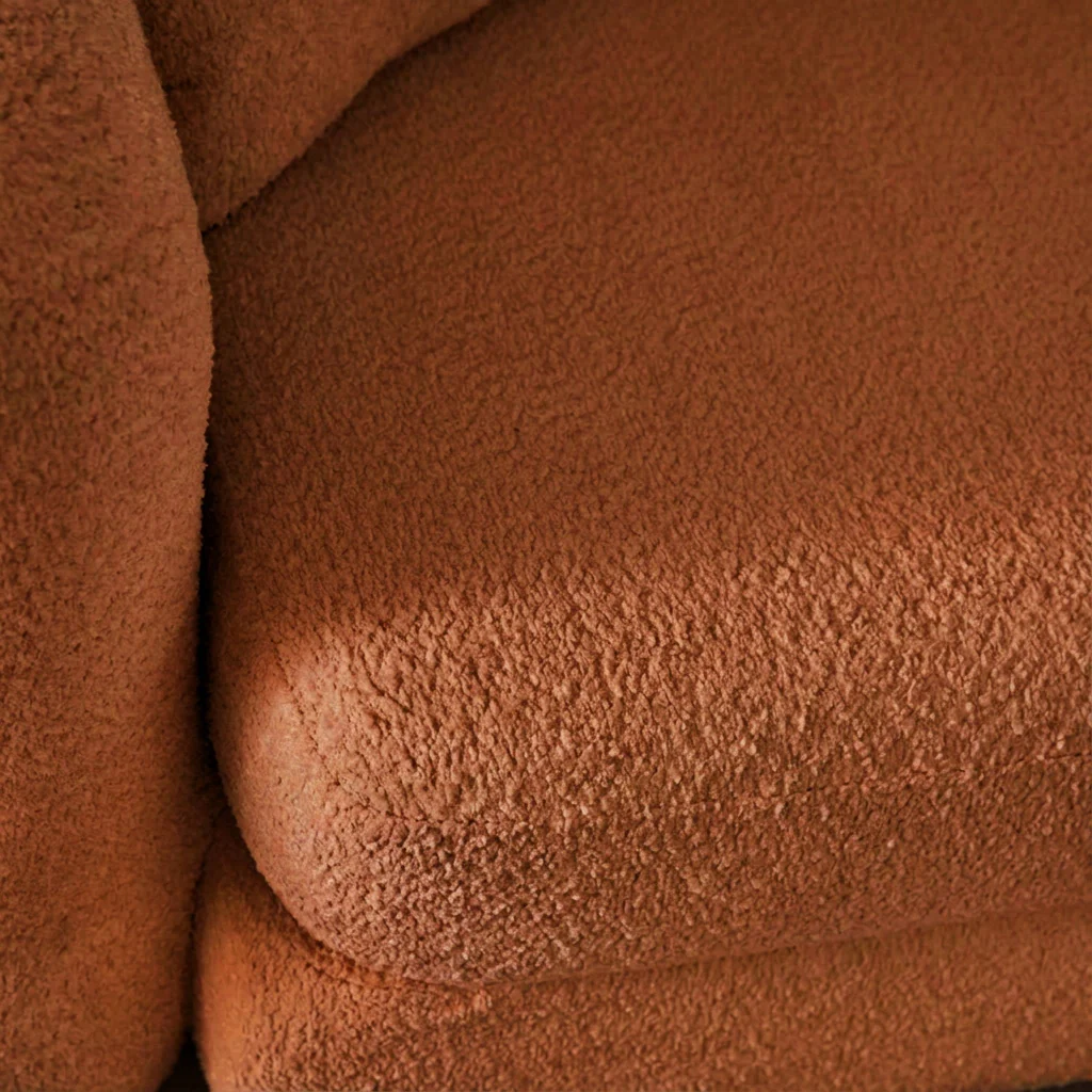 Divano letto in bouclé testurizzato, 3 posti, terracotta - Image 6
